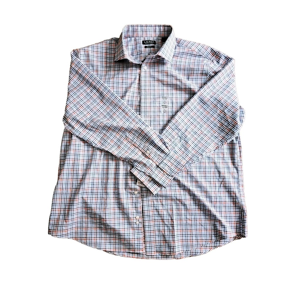 New Lauren Ralph Lauren Polo Mens Classic Plaid Checker Blue Orange White 2XL